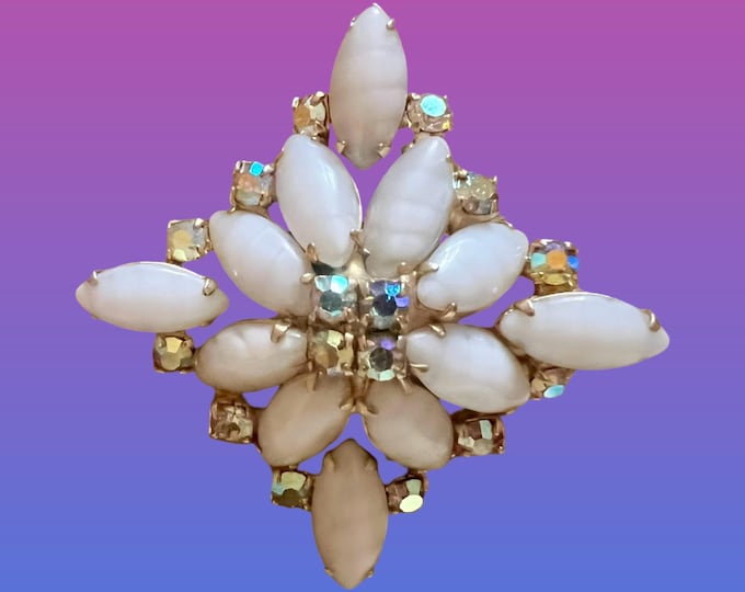 Aurora Borealis Brooch Gold Tone Setting, Giftware