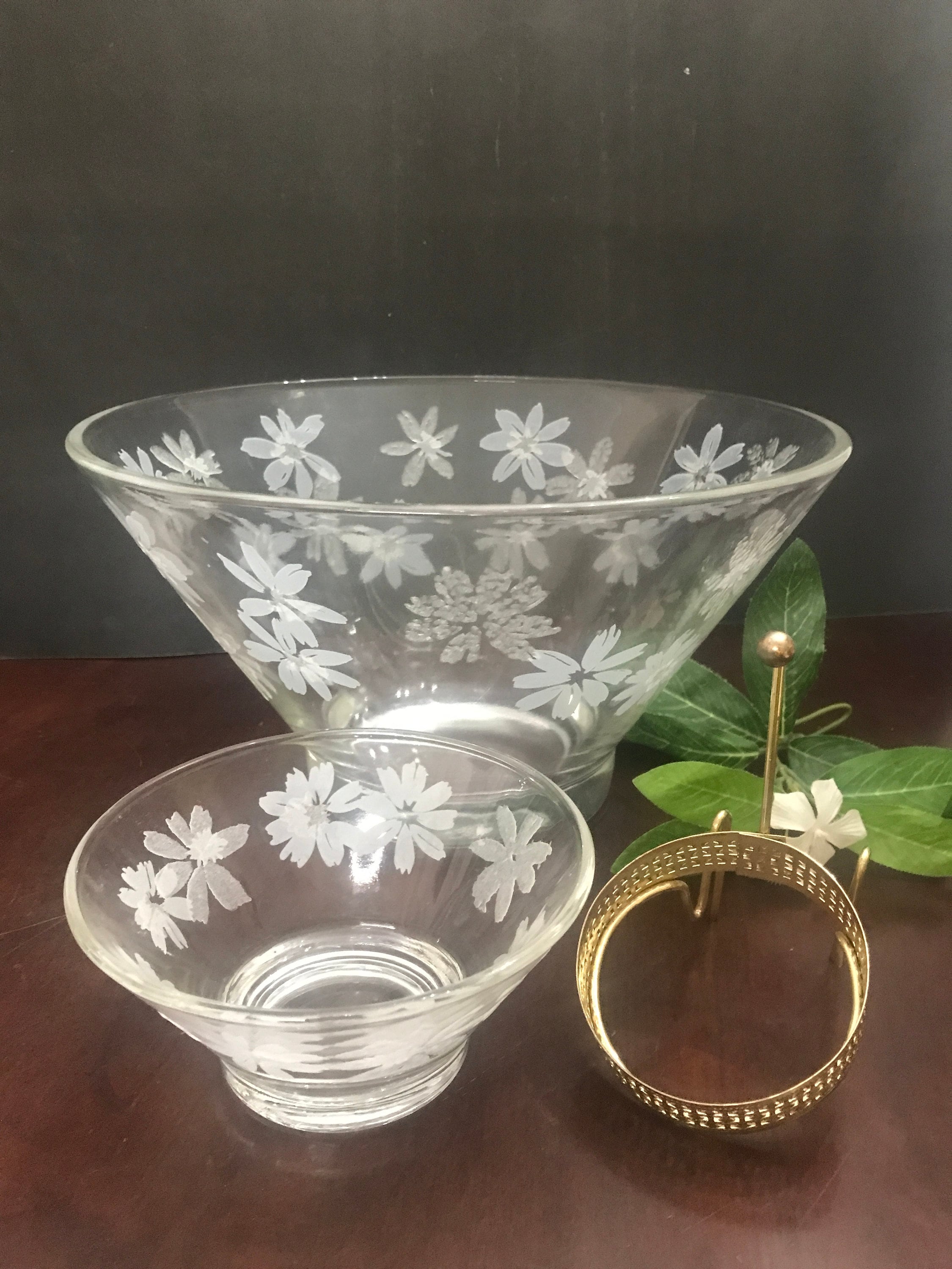 Anchor Hocking Misted Floral Daisy Chip and Dip Set/bowls Etsy