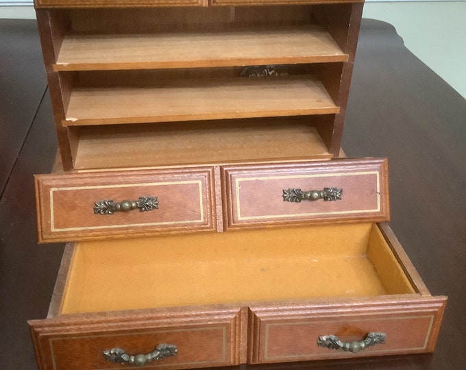 Vintage  Wooden Jewelry Box With Sankyo Winding Working Music Box