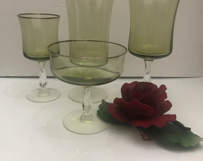 Noritake Rainbow Pale (Platinum Trim) Vintage Glasses/ Goblets/Champagne/Ice Tea/ Wine Glass/ Wedding Gift/ Anniversary