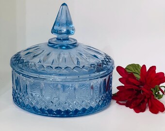 ヴィンテージ インディアナガラス プリンセスブルー キャンディ