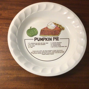 Pumpkin Pie Plate with Recipe| plate with Recipe