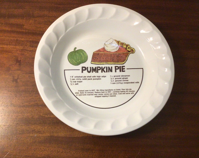 Pumpkin Pie Plate with Recipe| plate with Recipe