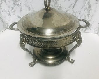 Vintage Silver Plated Chafing Dish with  Glass Dish