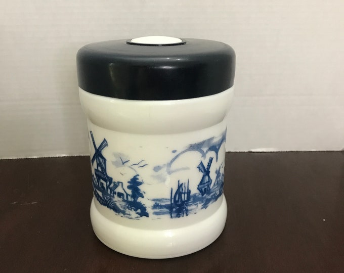 Vintage Valkenswaard Original Opaline Cigar Jar With Blue Lid NV Willem II Sigarenfabrieken Humidor