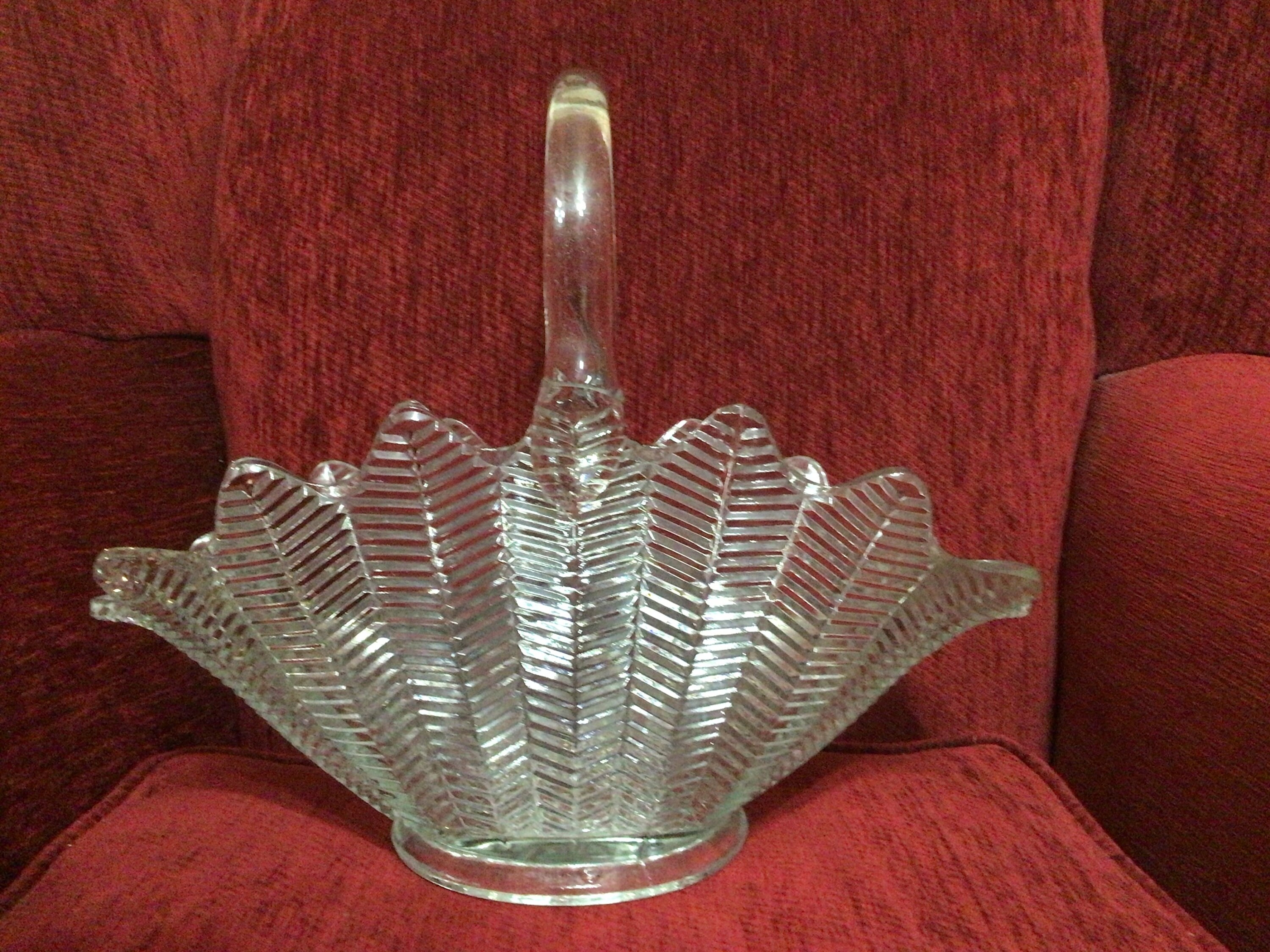 1960 L. E. Smith Glass Co LARGE Feather Pattern Basket Center Etsy