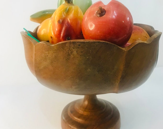 Vintage Teakwood Pedestal Bowl