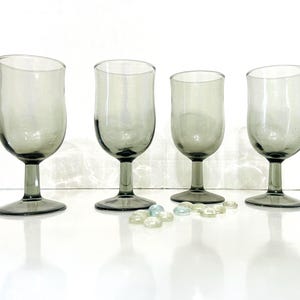 Vtg Duz Swedish Modern Smoke Grey Optic Water Goblets