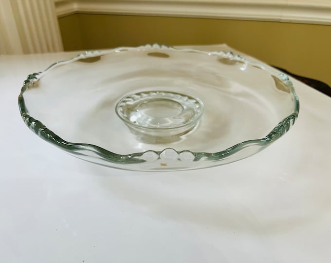 Footed Torte Plate , Village Guild by Indiana Glass, Cake Plate, Large Serving Platter