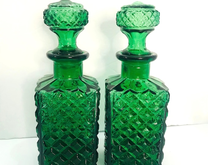 Vintage Italian Liquor Decanter  Set with a Leather Caddy Holder, Father’s Day Gift, Gift for Him