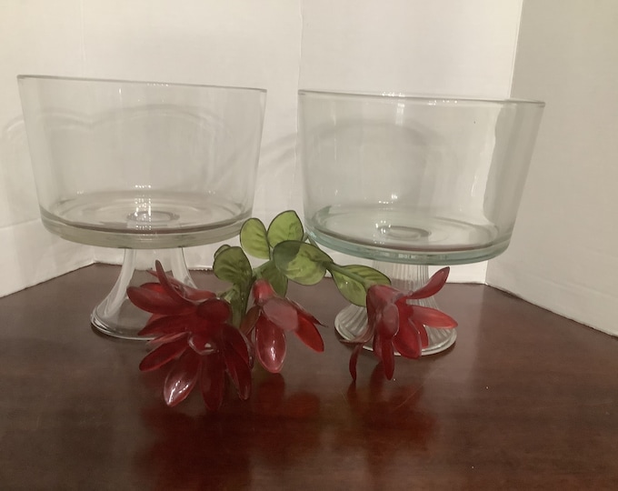 Anchor Hocking Footed Crystal Trifle Bowl/ Dessert/ Fruit Display/ Salad Bowl