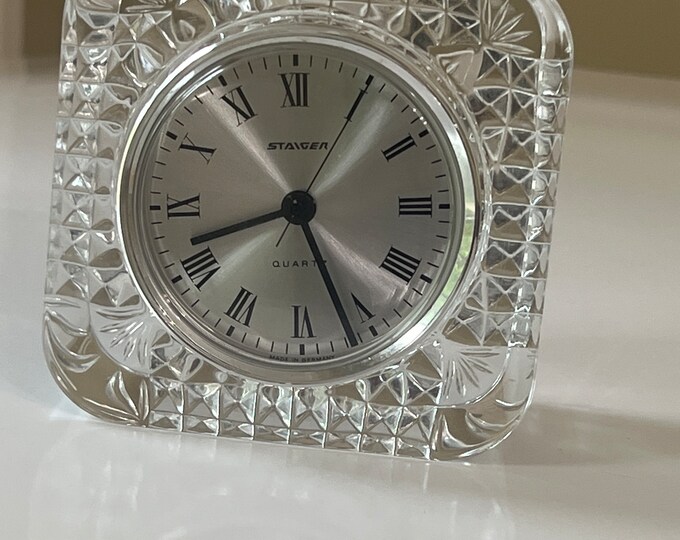 vintage Staiger Quartz Clock, West Germany Movement, Crystal Clock Made in France