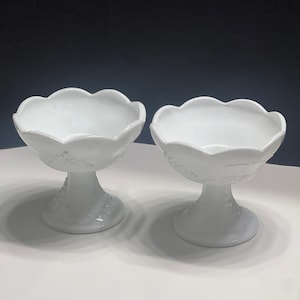 Vintage Indiana Glass Harvest Grape  Milk Glass Candlestick  Holders