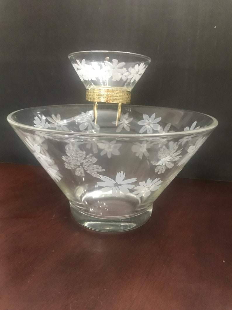 Anchor Hocking Misted Floral Daisy Chip and Dip Set/bowls Etsy