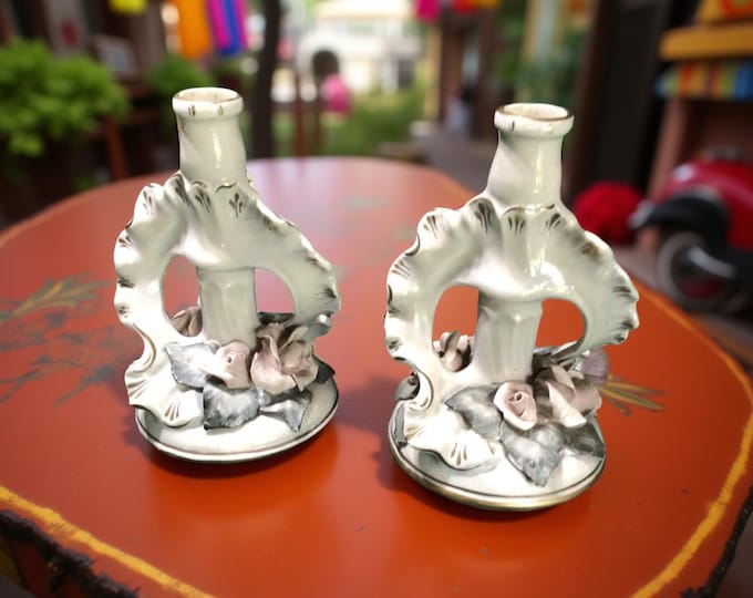 Cordey Floral Candlesticks: Capodimonte Victorian Decor