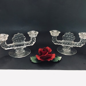 Vintage Fostoria American Double Taper Candle Holders