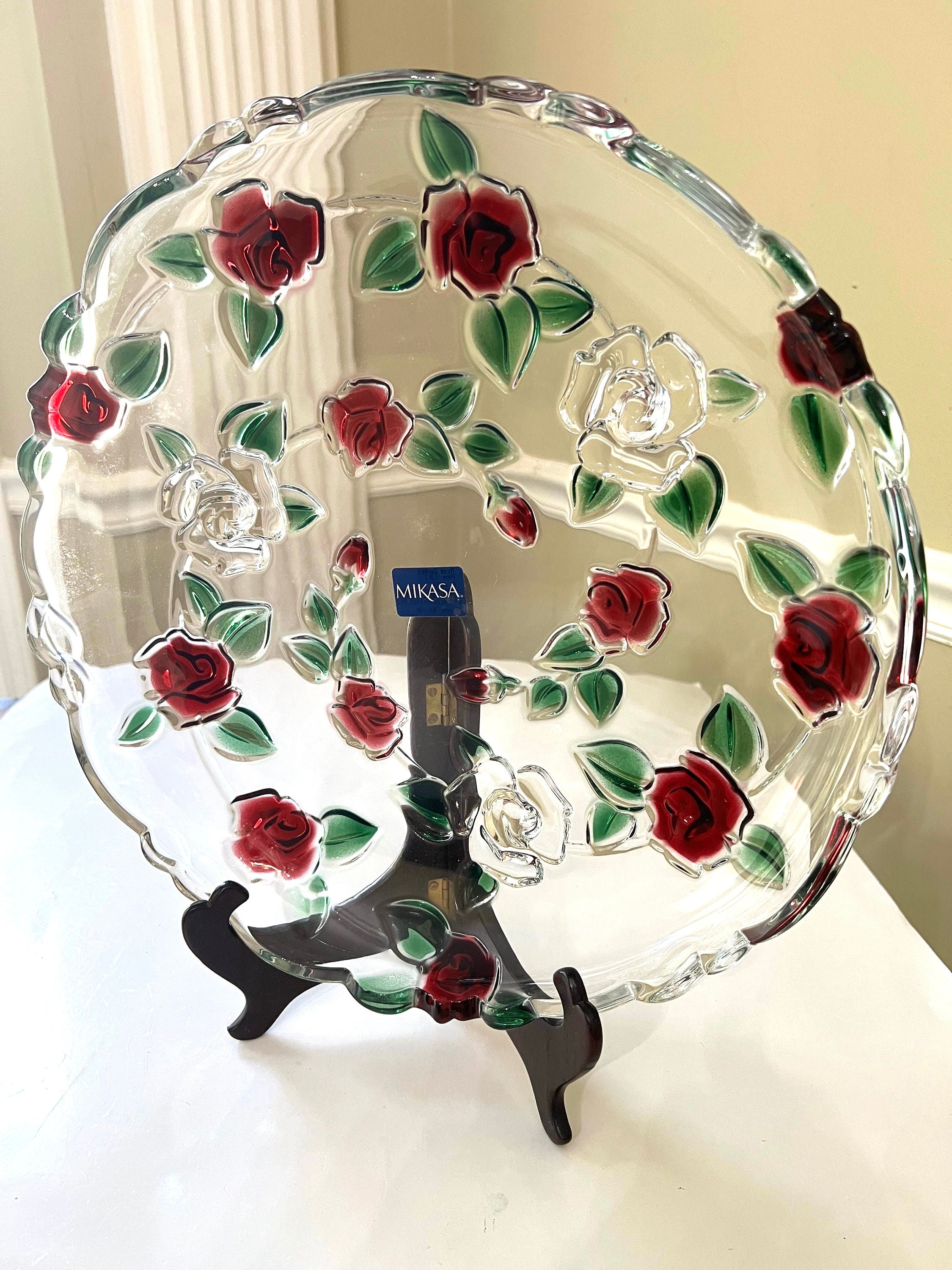 MIKASA　ディスプレイ　プレート Mikasa Rose Garden Platter: Celebrations Cupped Sandwich Plate - Etsy