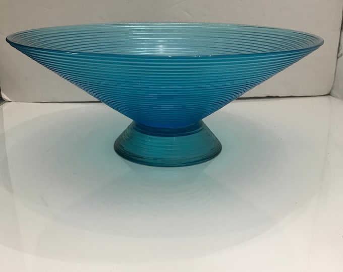 Arcoroc Ribbed Console Bowl, Emerald Green Bowl, Centerpiece Bowl