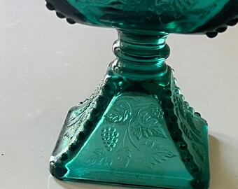 Vintage Fenton Spruce Green 7 1/2 Inch Square Covered Candy