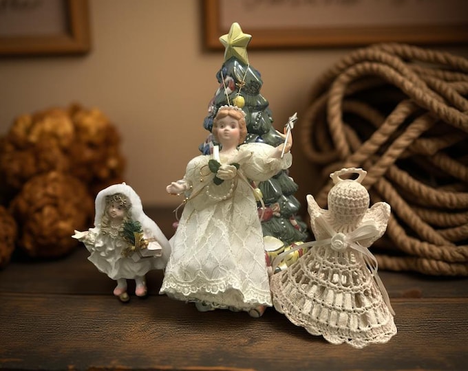 Vintage Angel Christmas Ornaments: Ceramic, Crochet, Porcelain