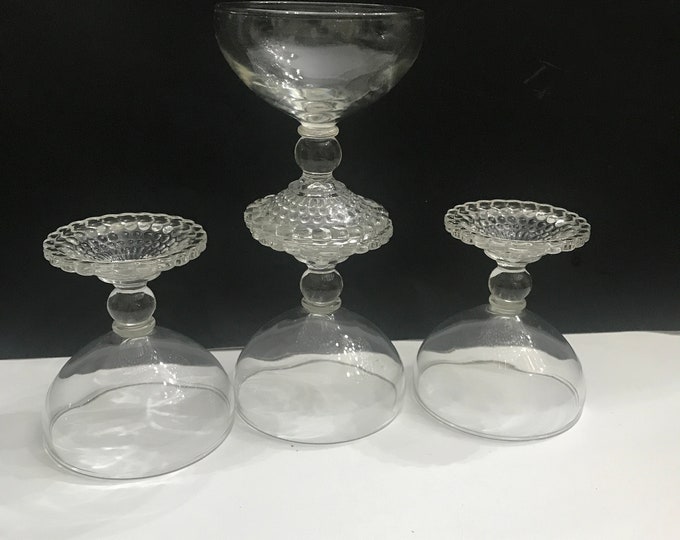 Anchor Hocking Champagne Glass, Bubble Feet Hobnail Tall Sherbet, Champagne Goblets, Toasting Glass, Anniversary Toasting  Housewarming Gift
