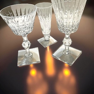 Hawkes Crystal Goblets: Vintage Eardley, St George Square Base Stemware