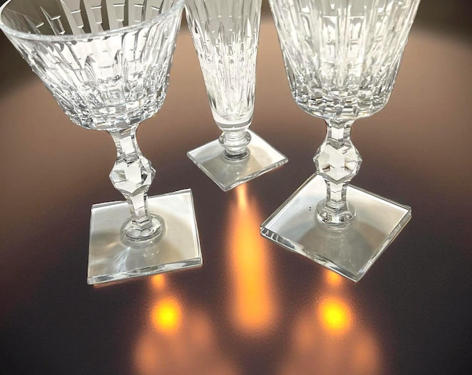 Hawkes Crystal Goblets: Vintage Eardley, St George Square Base Stemware