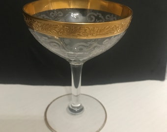 Melrose Clear (Stem 13633, Gold Incrusted) von Tiffin-Franciscan / Champagnerglas / Hohes Sherbetglas