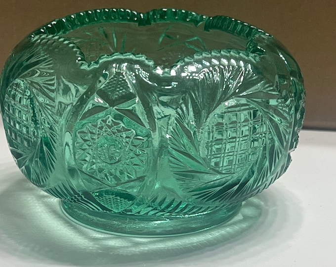 Fenton Art Glass, Rose Bowl, Candle Holder, Green Round Bowl, Gift for Her