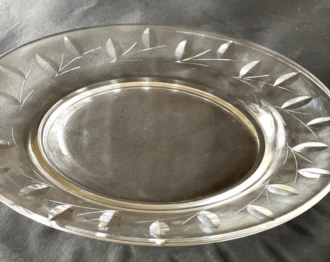 Willow by Duncan and Miller Etched Leaf  Salad Plate, 7 1/2 inch Dessert, Salad Plates