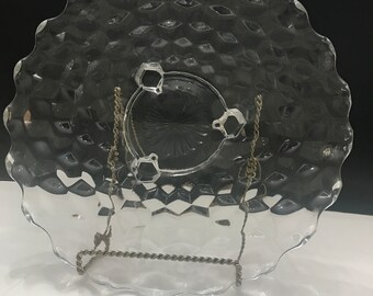 Fostoria American Clear Cake Plate/ Platter/ Cube Design