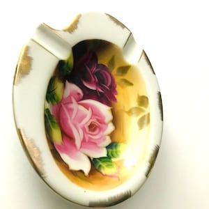 Vintage Lefton Ashtray, Rose Motif Ashtray, Gift for Her
