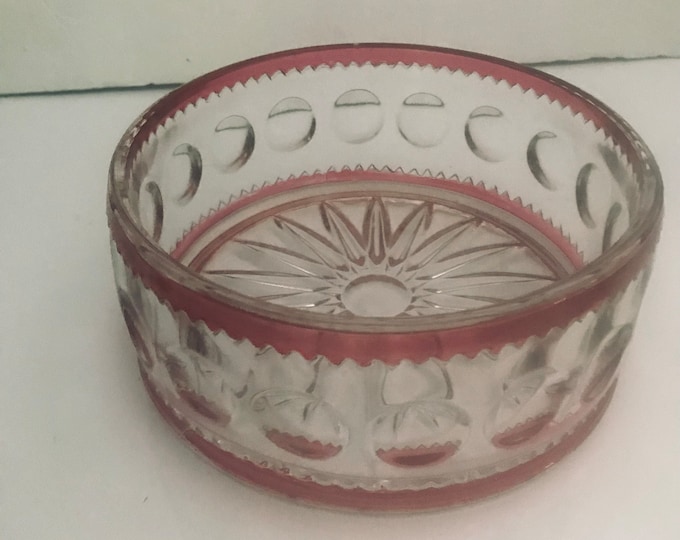 Tiffin KING’S CROWN Cranberry Ruby Flashed 6" Candy Bowl Dish