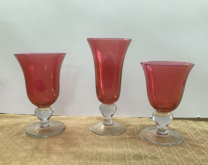 Bijoux by Mariposa Ruby Stained  Colored Wine, Water, and Fluted Champagne Goblets