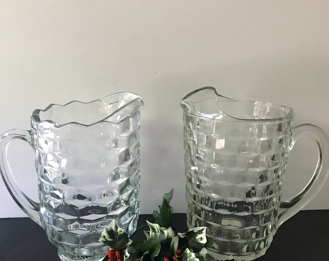 Whitehall Colony Clear Indiana Glass Stacked Cube Pitcher