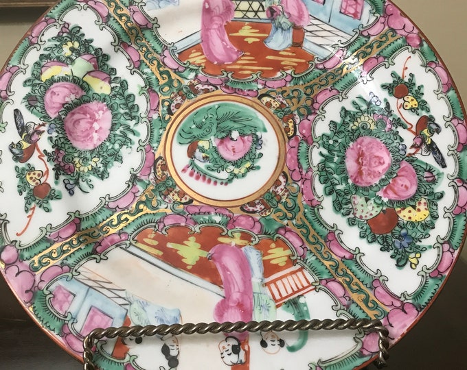 P.C.T. Hand-painted Asian Porcelain Decorative Plate Made in Hong Kong, Vintage Asian Decorative Plate
