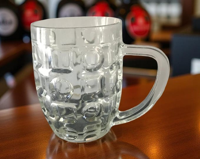 Vintage Clear Glass Beer Mug: Italian Man Cave Decor