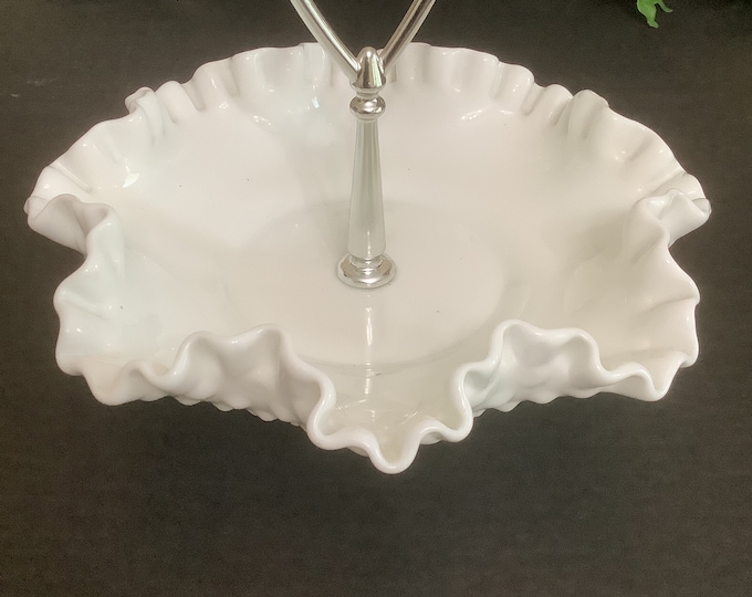Fenton  Milk Glass Hobnail Candy Dish, Trinket Dish, Centerpieces