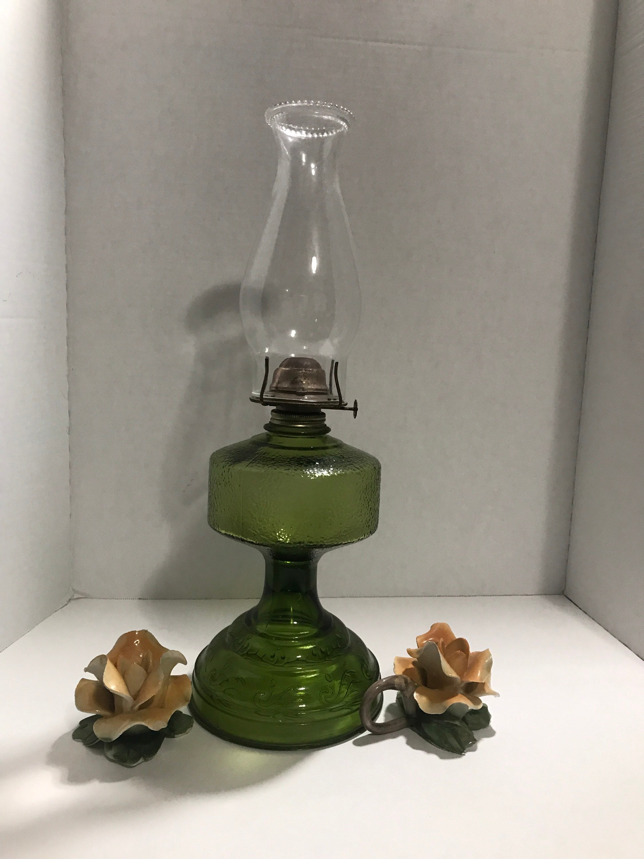 Small Stain Glass With Amber Background Kerosene Lamp, Wick, Twist Knob for  Wick Release, Side Table, Mantle, Bookshelf, Great Little Piece 