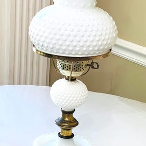 Vintage Milk Glass 17 Inch Table Lamp, Milk Glass Hobnail Table Lamp, Vintage Table Lamp