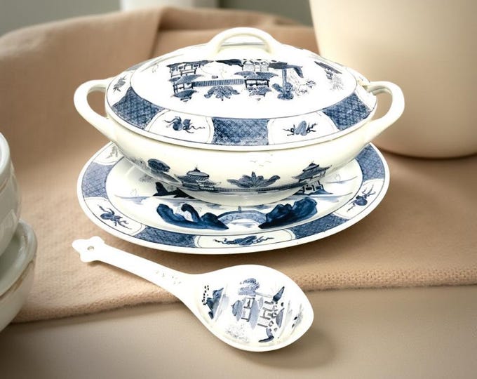 Vintage ACF  Soup Tureen with Spoon Rest/ Underplate
