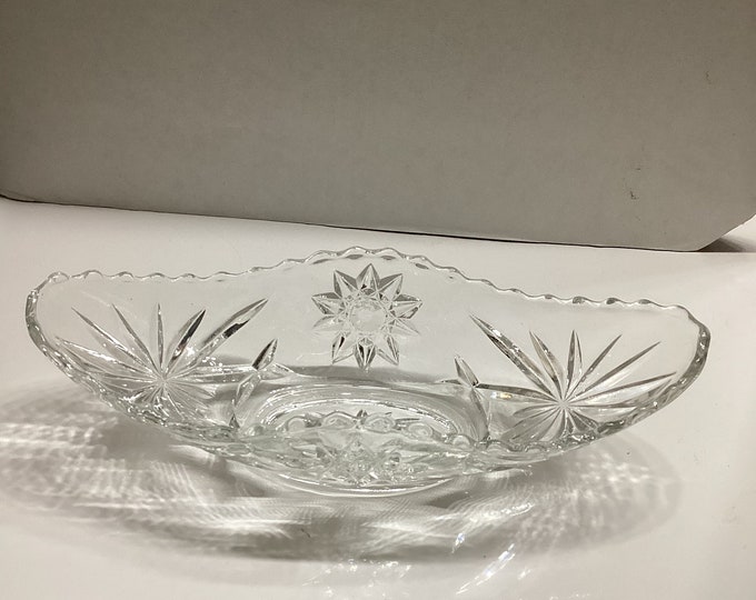 Anchor Hocking Star of David Oblong Dish/ Gravy Boat/ Banana Boat Relish Candy Dish