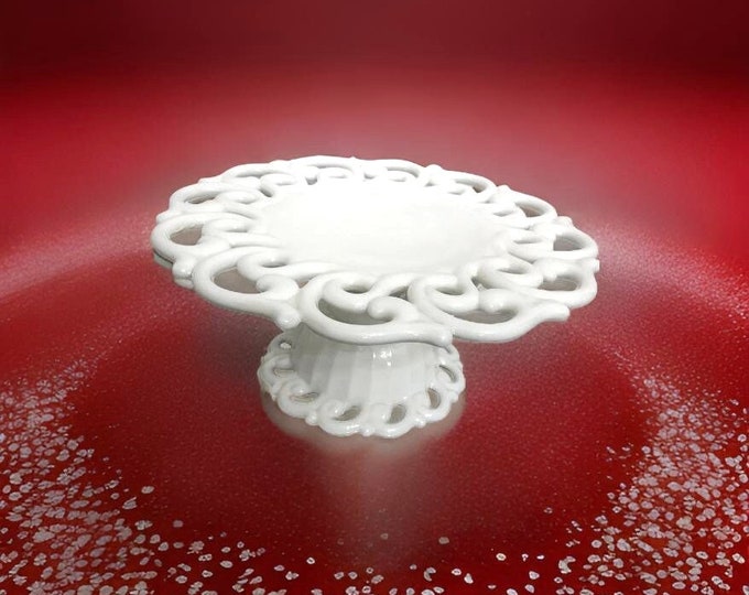 Fostoria Monroe  Milk Glass Cake Stand, Vintage Gift for Wedding, Housewarming Gift, Cupcake Stand