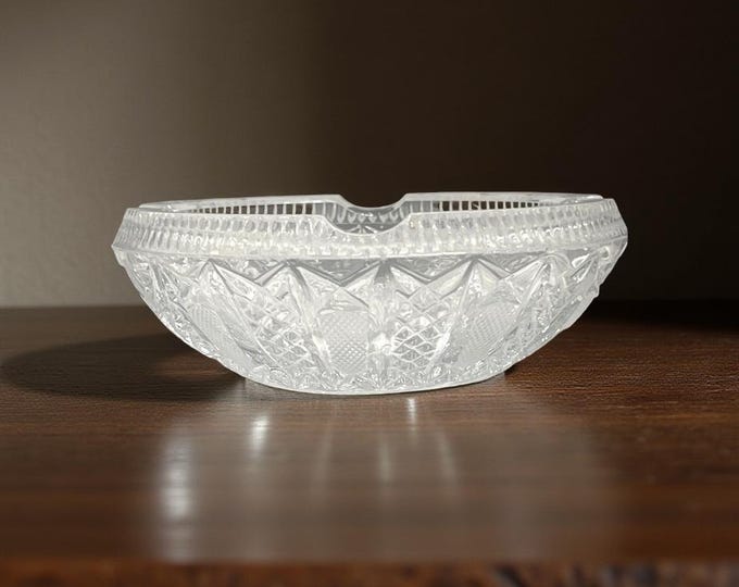 Vintage ABP Clear Glass Ashtray: American Brilliant Cut Glass