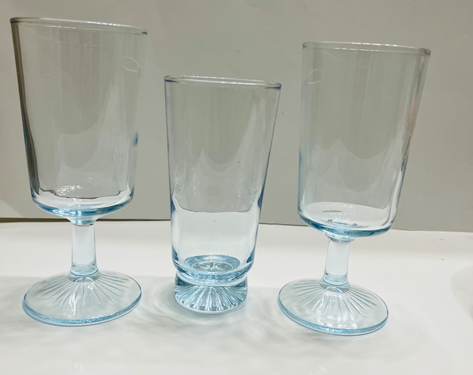 Duz Sapphire Blue Goblets, Tumblers,  Detergent Promotional 1960 Goblets and Tumblers