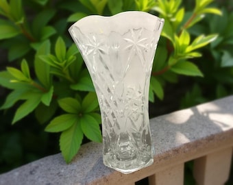 Anchor Hocking  Prescut Clear Vase, Star of David Vase