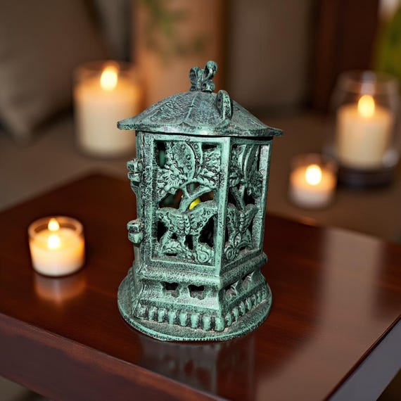 1930‘ Vintage Japanese candle holder Antique Vintage Japanese Cast Iron Candle Lantern 9
