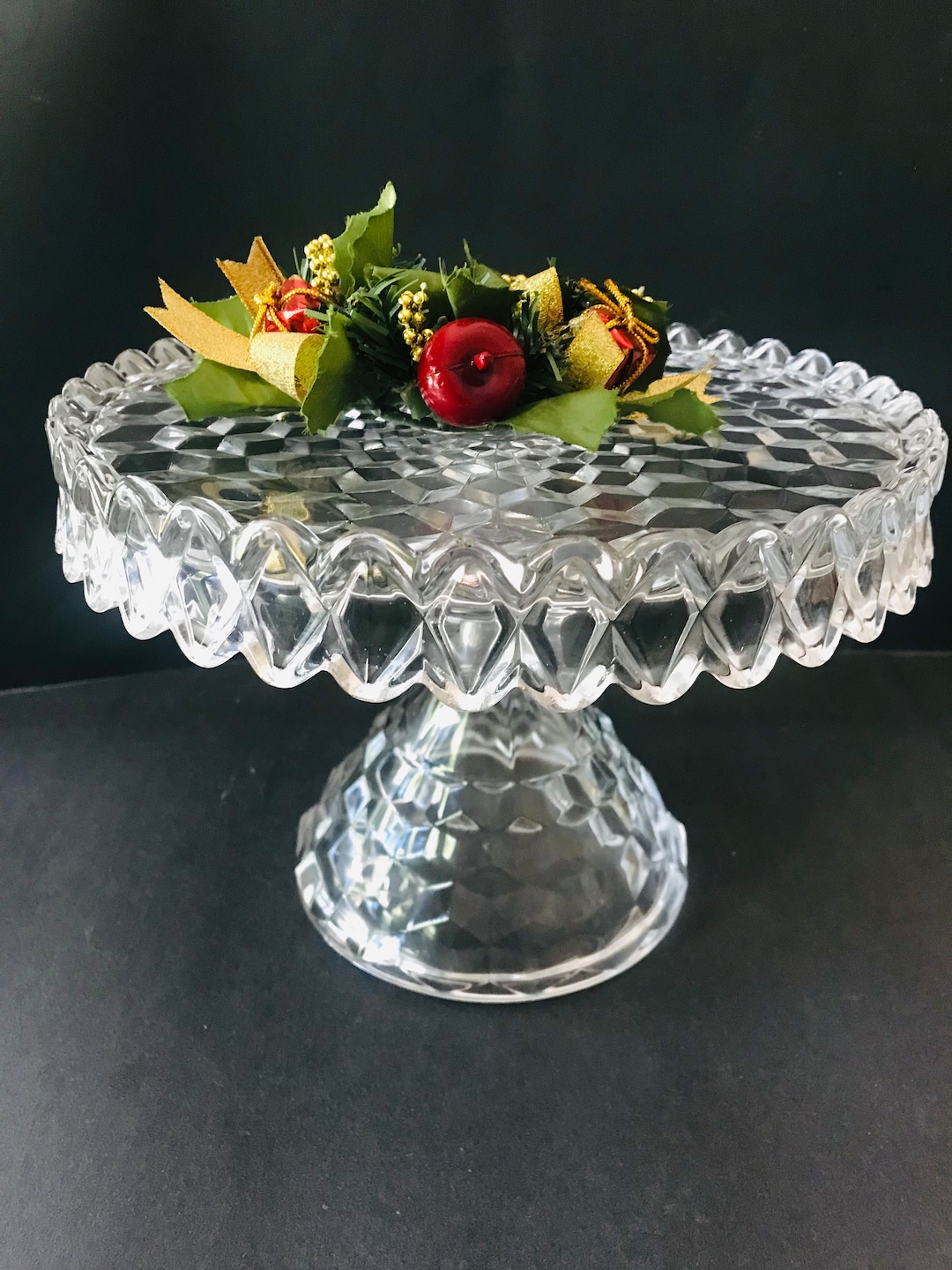 Fostoria American Clear 2056) Cake Stand With Well Hold