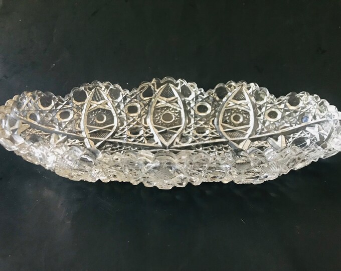 Vintage Clear Cut Oblong Relish Dish/Relish Dish/Imperial Glass Relish Dish