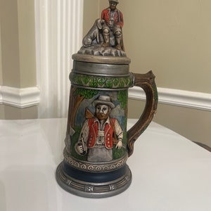 Vintage Stoneware Jug, Ceramic Beer Stein, Father’s Day Gift, German Beer Stein